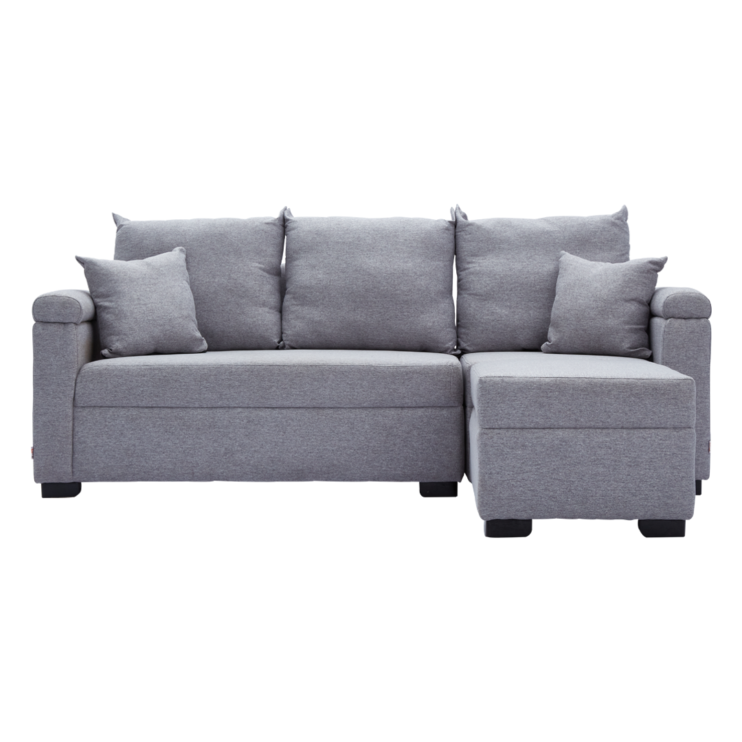 STELLA Fabric Sofa w/ Ottoman and Pillows Furnigo