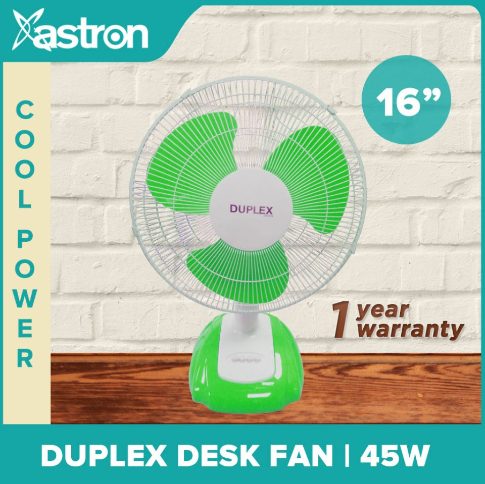 ASTRON DUPLEX 16" DESK FAN PLASTIC BLADE Astron